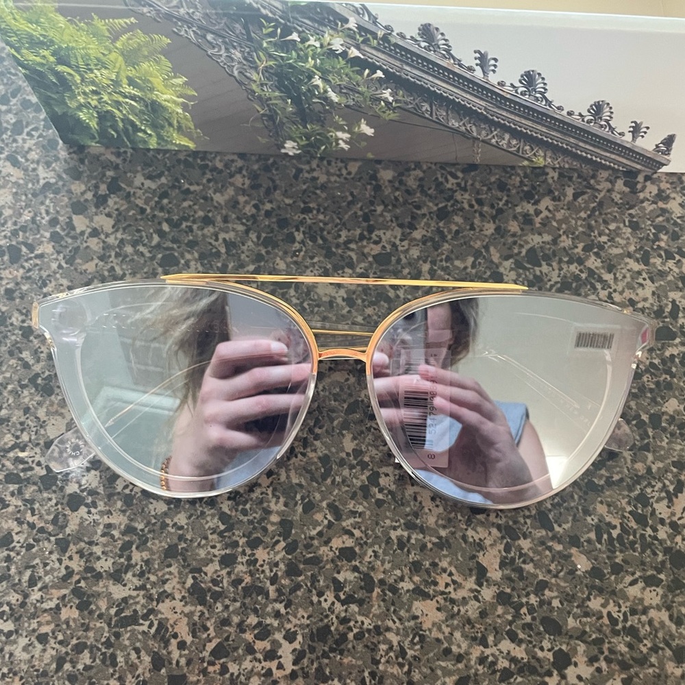 Krewe Clio Nylon Crystal 24k Mirrored Sunglasses with Tags, Box, Case and Cloth